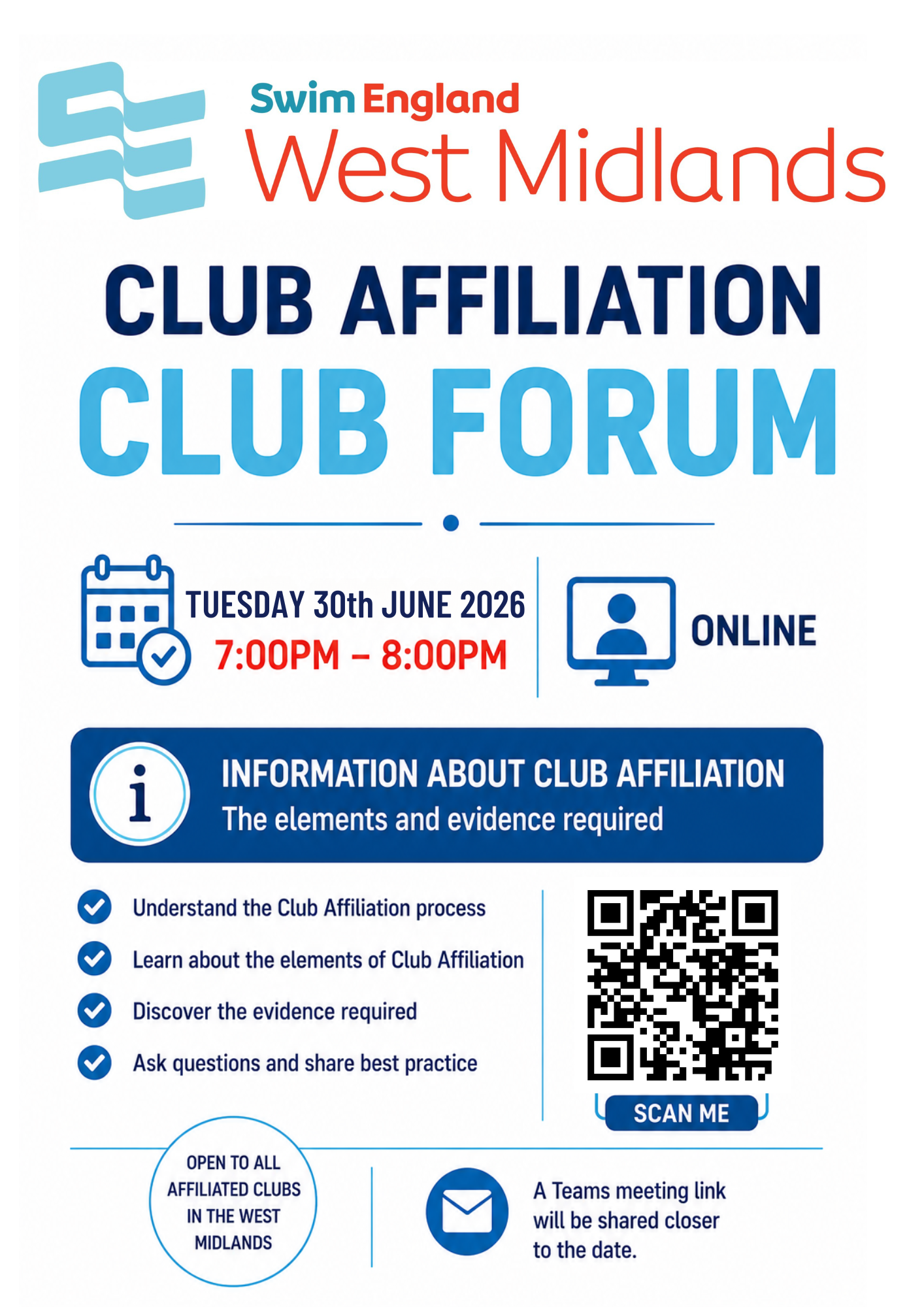Club Forum – Club Affiliation Tuesday 30th June 7pm-8pm Online