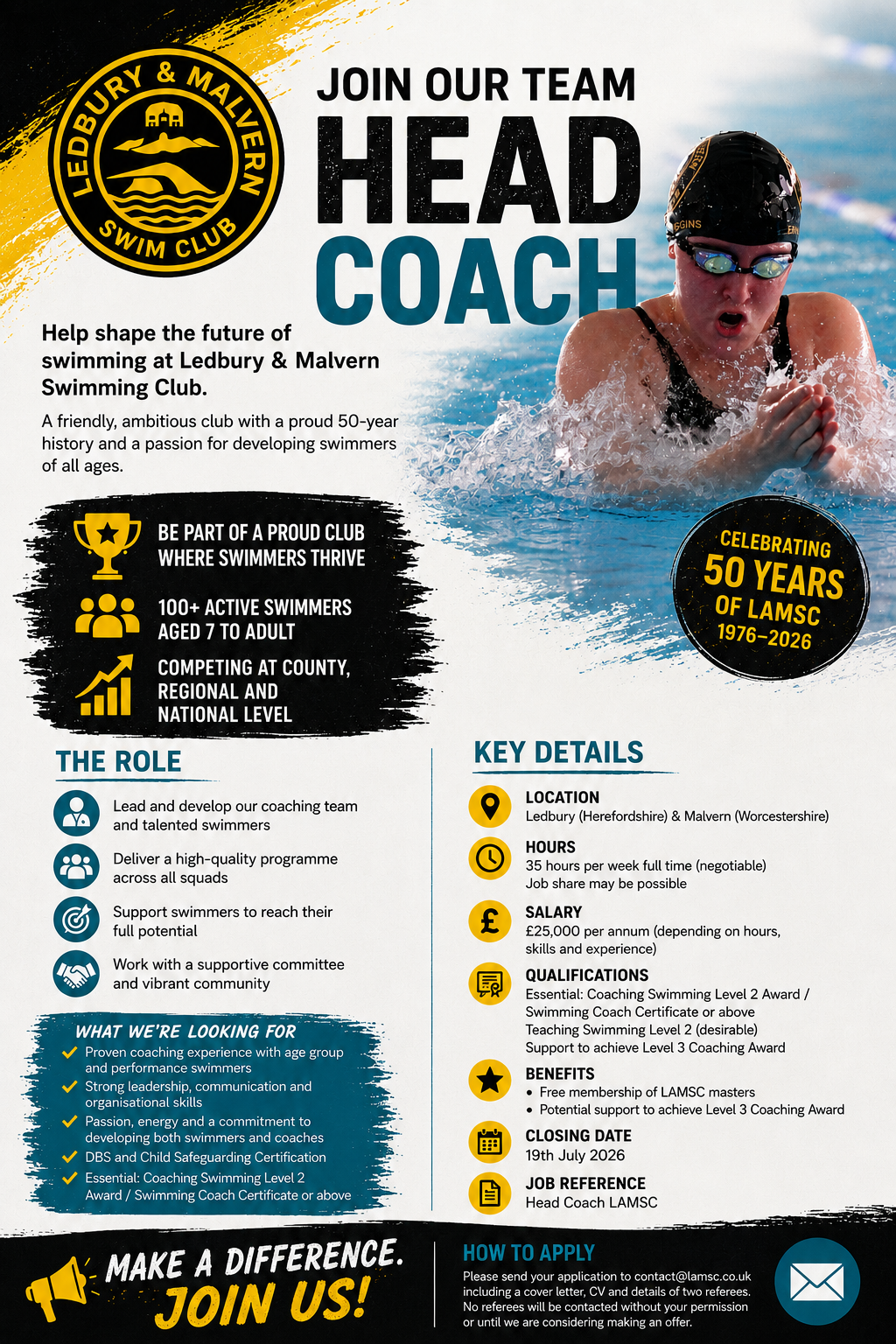 Head Coach Vacancy- Ledbury and Malvern Swimming Club